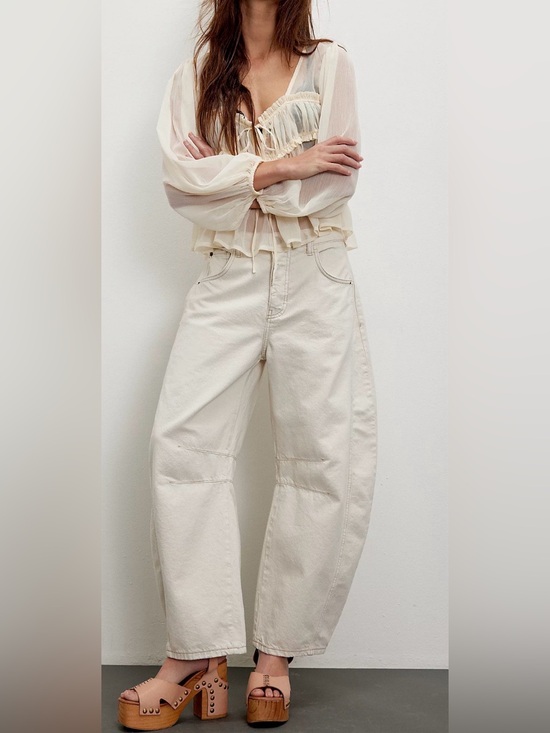 Free People Denim - NWT Free People We The Free Good Luck Midrise Barrel Jeans in Milk Size 32